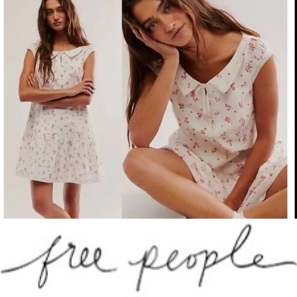 Free People Beasley mini dress ivory combo❤️ NWT